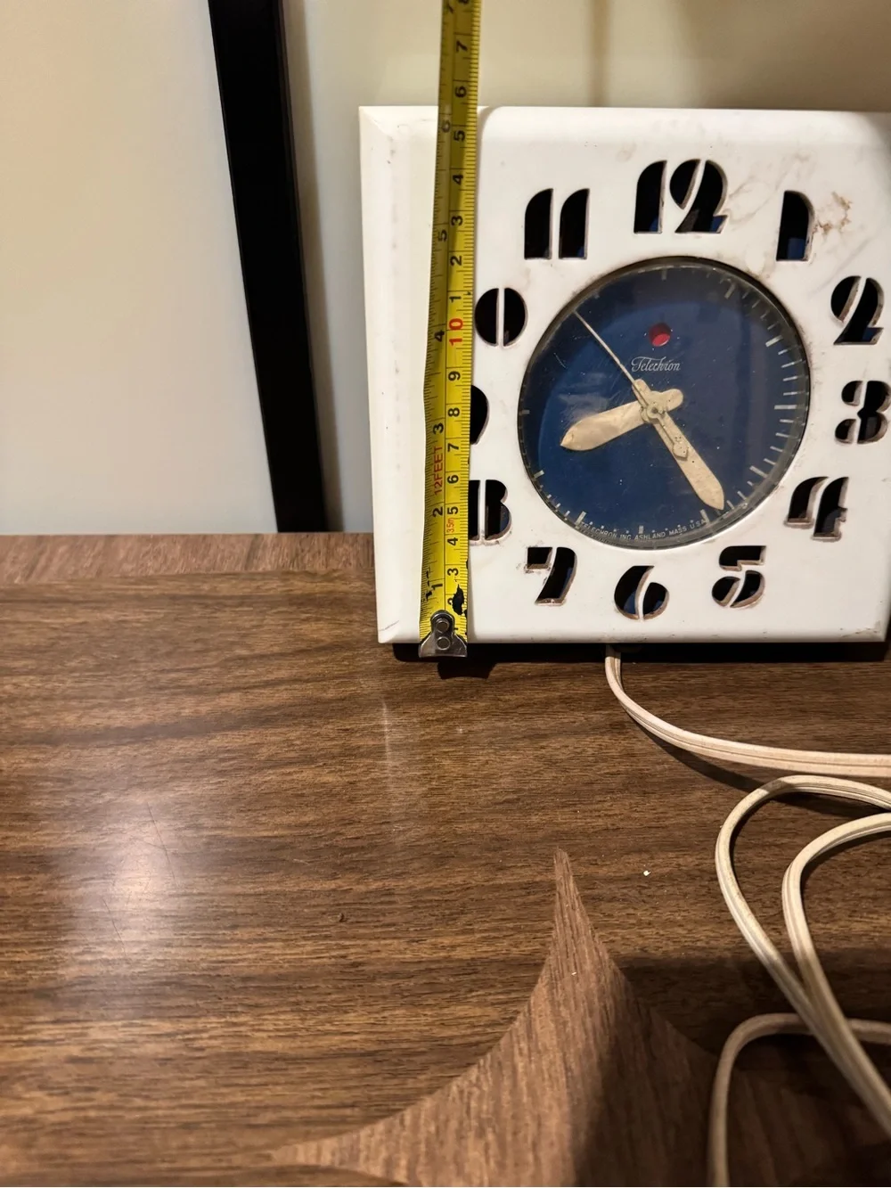 Vintage working -Telechron Square Wall Clock with Blue Face